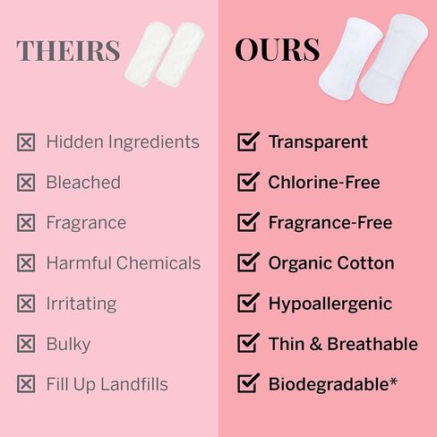 Pixie Organic Cotton Panty Liners for Women - Long Wrapped Pantiliners - Light Absorbency & Ultra-Thin - Leak-Proof, Hypoallergenic & Unscented - Compostable - 44 Count in Saudi Arabia