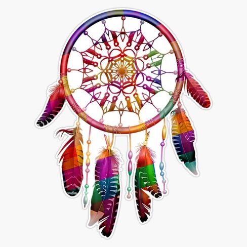 Colorful Dreamcatcher Feathers Tribal Native American Indian Sticker Bumper Sticker Vinyl Decal 5" in Saudi Arabia