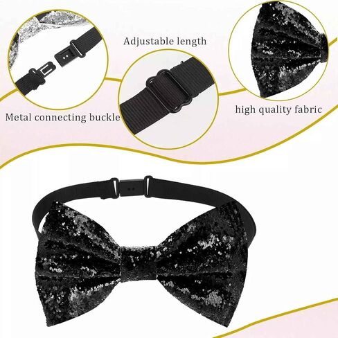 1 Pcs Navy Blue Sequin Bow Ties Shiny Pre-tied Adjustable Length Bowtie for Banquet Party Wedding Fancy Dress in Saudi Arabia
