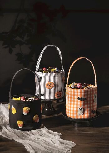 Mud Pie Unisex Kid's Halloween Beaded Treat Bucket, Black, 7 1/2" x 8 1/2" Dia in Saudi Arabia
