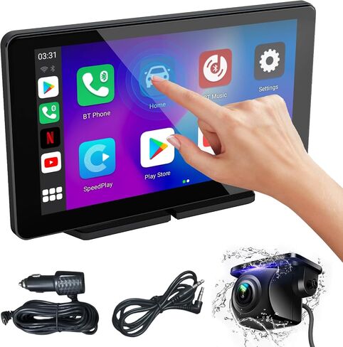 10.26 Inch Carplay Screen for Car, Portable Car Play Screen with Wireless Carplay & Android Auto, 4K Dash Cam/1080P Backup Camera/GPS Navigation/Mirror Link/Bluetooth, Car Touch Screen with 64GB TF in Saudi Arabia