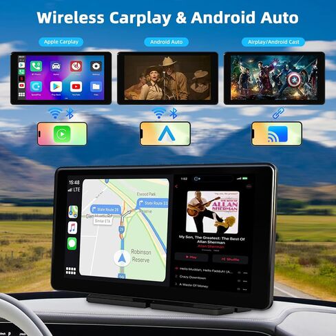 10.26 Inch Carplay Screen for Car, Portable Car Play Screen with Wireless Carplay & Android Auto, 4K Dash Cam/1080P Backup Camera/GPS Navigation/Mirror Link/Bluetooth, Car Touch Screen with 64GB TF in Saudi Arabia