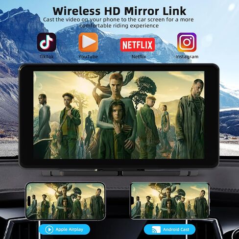 10.26 Inch Carplay Screen for Car, Portable Car Play Screen with Wireless Carplay & Android Auto, 4K Dash Cam/1080P Backup Camera/GPS Navigation/Mirror Link/Bluetooth, Car Touch Screen with 64GB TF in Saudi Arabia