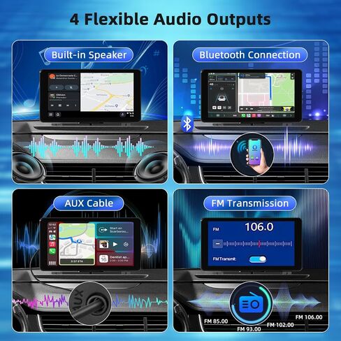 10.26 Inch Carplay Screen for Car, Portable Car Play Screen with Wireless Carplay & Android Auto, 4K Dash Cam/1080P Backup Camera/GPS Navigation/Mirror Link/Bluetooth, Car Touch Screen with 64GB TF in Saudi Arabia