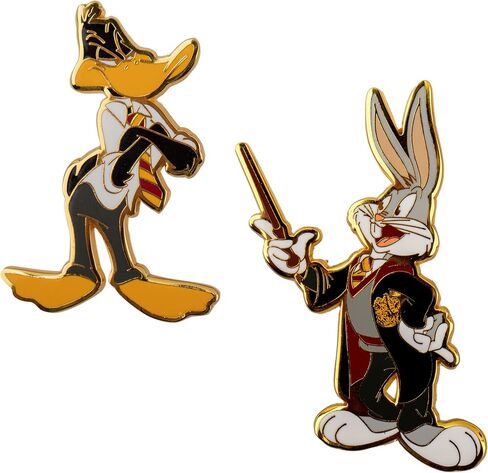 Cinereplicas Bugs Bunny & Daffy Duck in Hogwarts/Tweety & Sylvester/Bugs Bunny and Daffy Duck Set of 2 Metal Pins ~ 5 cm – Official Licence in Saudi Arabia