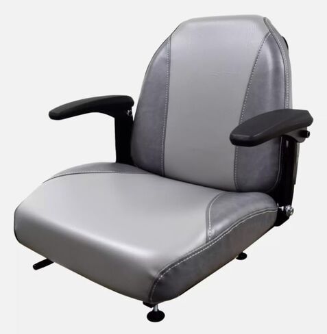 Gray Lawn Mower Seat with Armrests & Slides Compatible with Exmark Bobcat Dixie Snapper Toro Bad Boy Gravely Grasshopper Husqvarna Hustler & more; fits Skid Steers & Tractors; Drilling May Be Required in Saudi Arabia