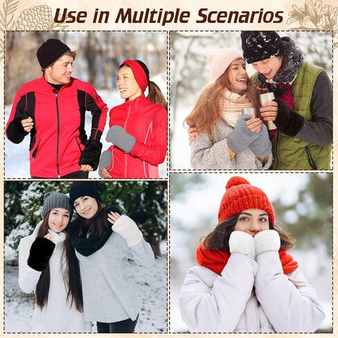 3 Pcs Women Fingerless Faux Fur Gloves Plush Furry Mittens Soft Fluffy Winter Half Finger Arm Warmer Cold Weather in Kuwait