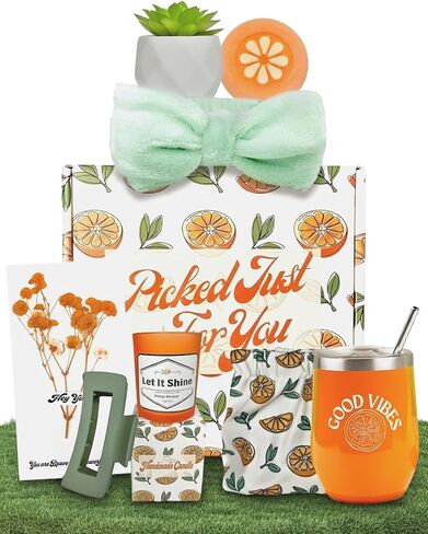Sunny&Wise Orange Themed Gift Baskets for Women, Self Care Gifts for Women, Care Package for Women, Relaxing Gifts for Women, Gift Box for Women in Saudi Arabia
