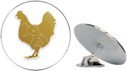 Meat Cuts Chicken Round Metal 0.75" Lapel Pin Hat Shirt Pin Tie Tack Pinback in Saudi Arabia