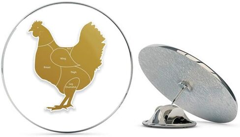 Meat Cuts Chicken Round Metal 0.75" Lapel Pin Hat Shirt Pin Tie Tack Pinback in Saudi Arabia