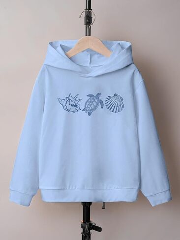 Verdusa Boy's Cute Sea Turtle Graphic Sweatshirts Streetwear Lightweight Pullover Hoodies in Saudi Arabia