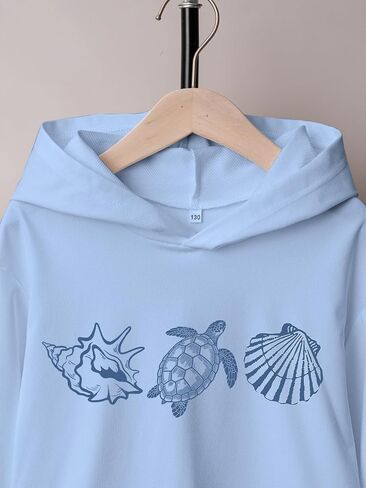 Verdusa Boy's Cute Sea Turtle Graphic Sweatshirts Streetwear Lightweight Pullover Hoodies in Saudi Arabia