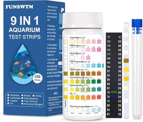 Aquarium Water Test Kit for Freshwater: 125ct 9 in 1 Aquarium Test Strips for Fish Tank Monitor pH Chlorine Hardness Nitrate, Nitrite,ect in Saudi Arabia