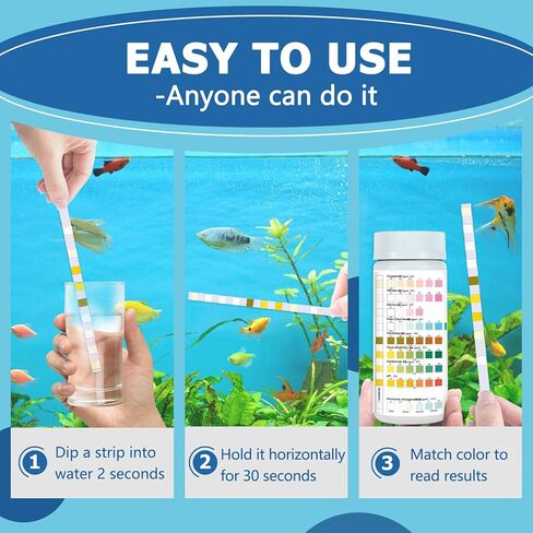 Aquarium Water Test Kit for Freshwater: 125ct 9 in 1 Aquarium Test Strips for Fish Tank Monitor pH Chlorine Hardness Nitrate, Nitrite,ect in Saudi Arabia