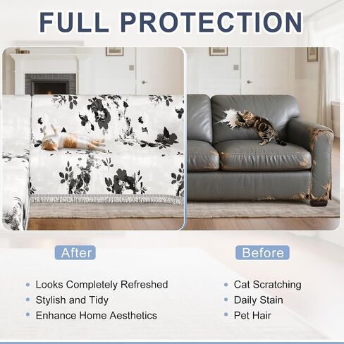 Sectional Couch Covers for Sectional Sofa 1OO% Waterproof L Shaped Couch Cover Blanket Dog Pet Friendly 2 pcs Chenille Washable L Shape Sofa Cover Protector (XX-Large, Black Flower) in Saudi Arabia
