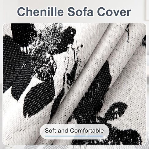 Sectional Couch Covers for Sectional Sofa 1OO% Waterproof L Shaped Couch Cover Blanket Dog Pet Friendly 2 pcs Chenille Washable L Shape Sofa Cover Protector (XX-Large, Black Flower) in Saudi Arabia