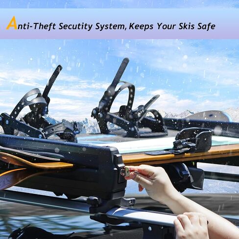 Ski & Snowboard Roof Racks with Anti-Theft Lock, 28'' Ski Carrier Rack Fits 6 Pairs Skis or 4 Snowboards in Saudi Arabia