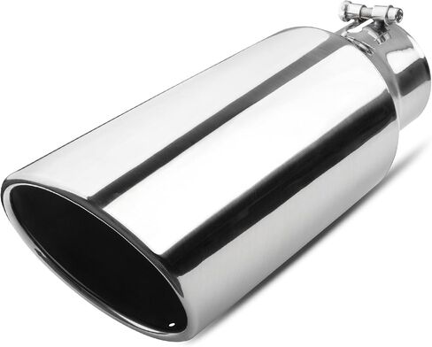 4 inch Inlet Exhaust Tip, 6" Outlet 15" Overall Length Stainless Steel Exhaust Tail Pipe, Bolt-On, Rolled Edge, Slant Sleek Angle Cut, Polished Tailpipe, Silvery in Saudi Arabia
