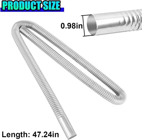 23.6 Inches Stainless Steel Exhaust Hose, 1 Inch Flexible Tank Diesel Heater Exhaust Pipe with 2 Hose Clamps, Air Heater Exhaust Tubing for Gas Fuel Tank Vent Hose (23.6 inch) in Saudi Arabia