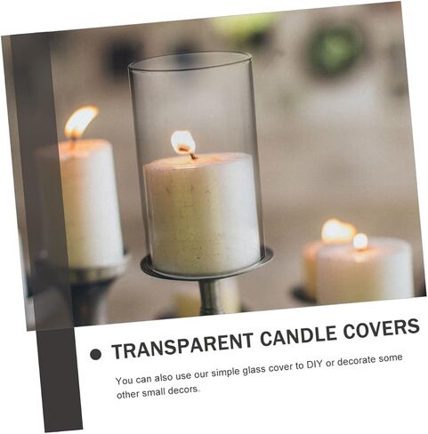 VALICLUD 4PCS Windproof Glass Candle Covers Cylinder Candle Shades Glass for Tealight and Votive for Home Decor and Events in Saudi Arabia