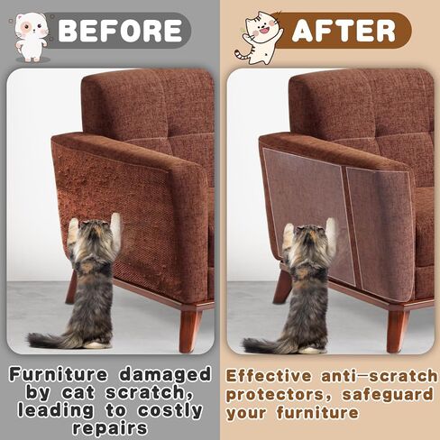 Cat Scratch Furniture Protector - Specially Designed for Leather Furniture, Easy to Remove Anti-Scratch Couch Protector from Cat Claws, No Pins, 8 Pack in Kuwait