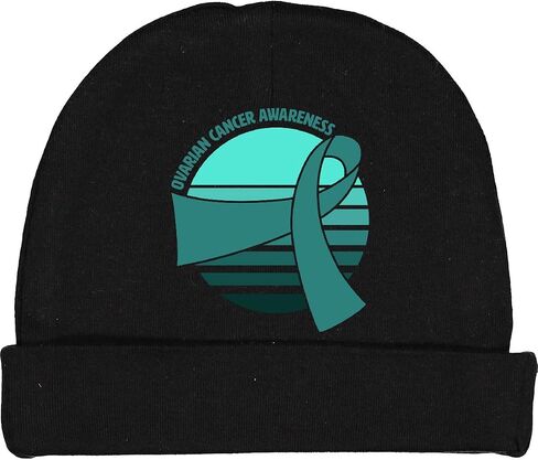 inktastic Ovarian Cancer Awareness- Teal Ribbon Over Sunrise Baby Beanie Hat in Saudi Arabia