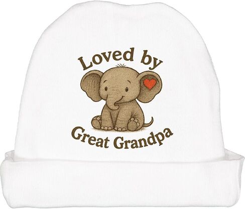 inktastic Loved by Great Grandpa Elephant Heart Baby Beanie Hat in Saudi Arabia