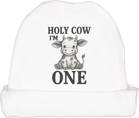 inktastic Holy Cow I'm 1 Birthday Baby Beanie Hat in Saudi Arabia