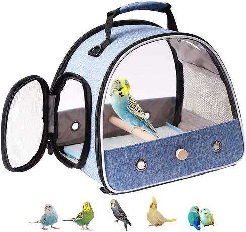 Small Bird Travel Carrier, Portable Bird Travel Cage for Parakeet, Parrot, Budgie, Guinea Pig, Bearded Dragon Reptile Carrier for Hiking Vet Visit Bicycle Ride (Grey) in Kuwait