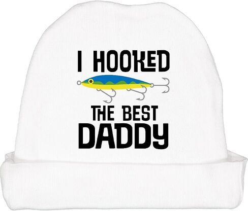 inktastic Fishing Kids I Hooked The Best Daddy Baby Beanie Hat in Saudi Arabia