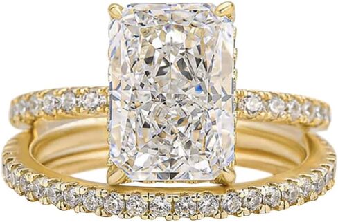 3.5CT خواتم المشاركة المشع للنساء ، D Color VVS1 Solitaire AAAAA CZ خاتم الماس المحاكاة ، 18K أبيض/صفراء مختبر مطلي بالذهب in Kuwait