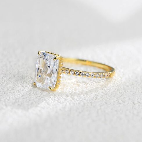 3.5CT خواتم المشاركة المشع للنساء ، D Color VVS1 Solitaire AAAAA CZ خاتم الماس المحاكاة ، 18K أبيض/صفراء مختبر مطلي بالذهب in Kuwait