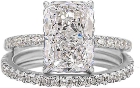 3.5CT خواتم المشاركة المشع للنساء ، D Color VVS1 Solitaire AAAAA CZ خاتم الماس المحاكاة ، 18K أبيض/صفراء مختبر مطلي بالذهب in Kuwait