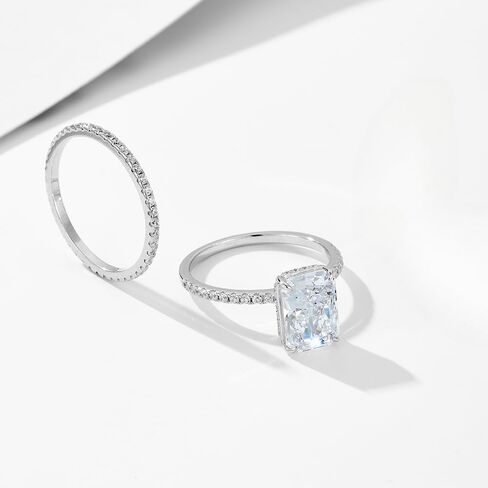 3.5CT خواتم المشاركة المشع للنساء ، D Color VVS1 Solitaire AAAAA CZ خاتم الماس المحاكاة ، 18K أبيض/صفراء مختبر مطلي بالذهب in Kuwait