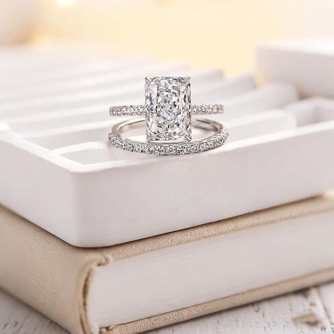 3.5CT خواتم المشاركة المشع للنساء ، D Color VVS1 Solitaire AAAAA CZ خاتم الماس المحاكاة ، 18K أبيض/صفراء مختبر مطلي بالذهب in Kuwait