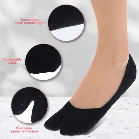 4 Pairs Flip Flop Socks, 4 Colors Tabi Socks, Low Cut Flop Sock, Japanese Toes Separated Sock for Flip-Flop and Geta, Non Slip No Show Stocking for Women and Men (Black, White, Gray, Flesh-Pink) in Saudi Arabia