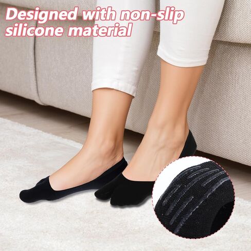 4 Pairs Flip Flop Socks, 4 Colors Tabi Socks, Low Cut Flop Sock, Japanese Toes Separated Sock for Flip-Flop and Geta, Non Slip No Show Stocking for Women and Men (Black, White, Gray, Flesh-Pink) in Saudi Arabia
