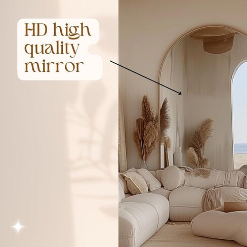 Oversized Arched Mirror 70x39 - Gold Thin Frame, Explosion-Proof Glass, Full-Length in Saudi Arabia