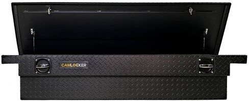 CAMLOCKER S71LPMB 71 Inch Low Profile Crossover Tool Box, Heavy Duty Aluminum, Matte Black, Secure Storage For Pickup Trucks, Weather Tight Construction, with Sliding Tool Tray Organizer, Made in USA in Saudi Arabia