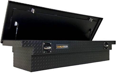 CAMLOCKER S71LPMB 71 Inch Low Profile Crossover Tool Box, Heavy Duty Aluminum, Matte Black, Secure Storage For Pickup Trucks, Weather Tight Construction, with Sliding Tool Tray Organizer, Made in USA in Saudi Arabia