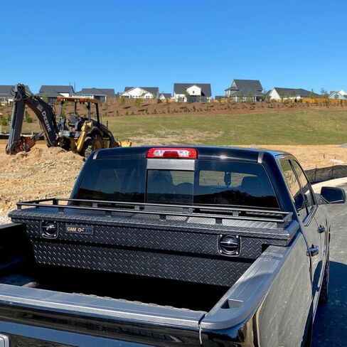 CAMLOCKER S71LPMB 71 Inch Low Profile Crossover Tool Box, Heavy Duty Aluminum, Matte Black, Secure Storage For Pickup Trucks, Weather Tight Construction, with Sliding Tool Tray Organizer, Made in USA in Saudi Arabia