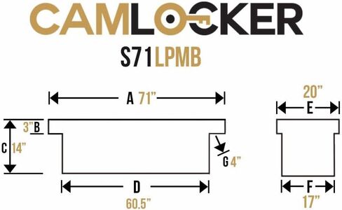 CAMLOCKER S71LPMB 71 Inch Low Profile Crossover Tool Box, Heavy Duty Aluminum, Matte Black, Secure Storage For Pickup Trucks, Weather Tight Construction, with Sliding Tool Tray Organizer, Made in USA in Saudi Arabia