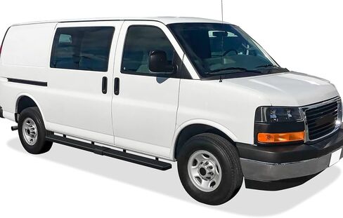 APS Premium 6in الفولاذ المقاوم للصدأ للركض الأسود متوافق مع Chevy Express GMC Savana 1500 2500 3500 2003-2025 الحجم الكامل فان 3 أبواب (Nerf Bars Side Steps Side Bars) in Saudi Arabia