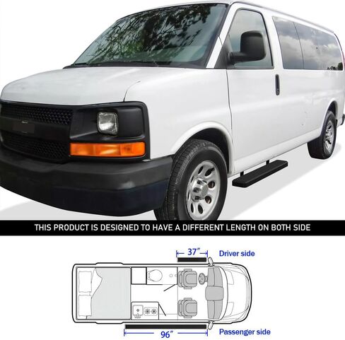 APS Premium 6in الفولاذ المقاوم للصدأ للركض الأسود متوافق مع Chevy Express GMC Savana 1500 2500 3500 2003-2025 الحجم الكامل فان 3 أبواب (Nerf Bars Side Steps Side Bars) in Saudi Arabia