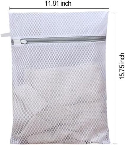3pcs أكياس غسيل متينة لشبكة العسل ، أكياس الملابس الداخلية لغسل الملابس الشهية ، الجوارب ، حقيبة غسيل سفر ، أبيض (12 × 16 بوصة) in Saudi Arabia