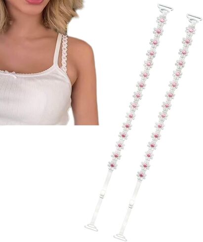 Decorative Flower Invisible Bra Straps,Detachable Floral Spaghetti Straps,Swimsuit Strap Replacement in Kuwait