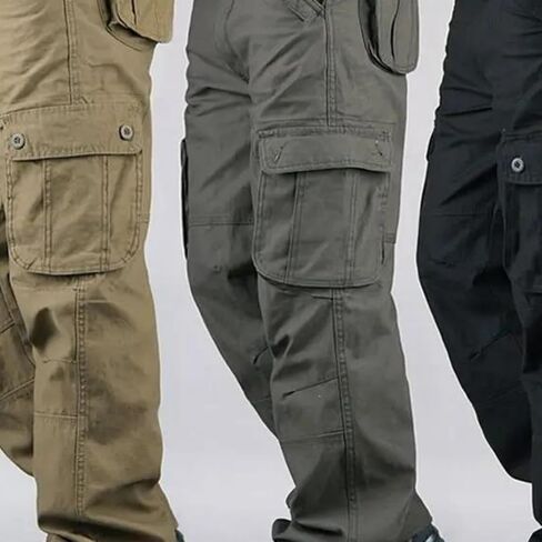Men's Cotton Cargo Pants Overalls Outdoor Work Hiking Trousers Casual Clothing in Saudi Arabia