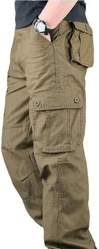 Men's Cotton Cargo Pants Overalls Outdoor Work Hiking Trousers Casual Clothing in Saudi Arabia