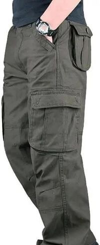 Men's Cotton Cargo Pants Overalls Outdoor Work Hiking Trousers Casual Clothing in Saudi Arabia