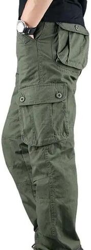Men's Cotton Cargo Pants Overalls Outdoor Work Hiking Trousers Casual Clothing in Saudi Arabia